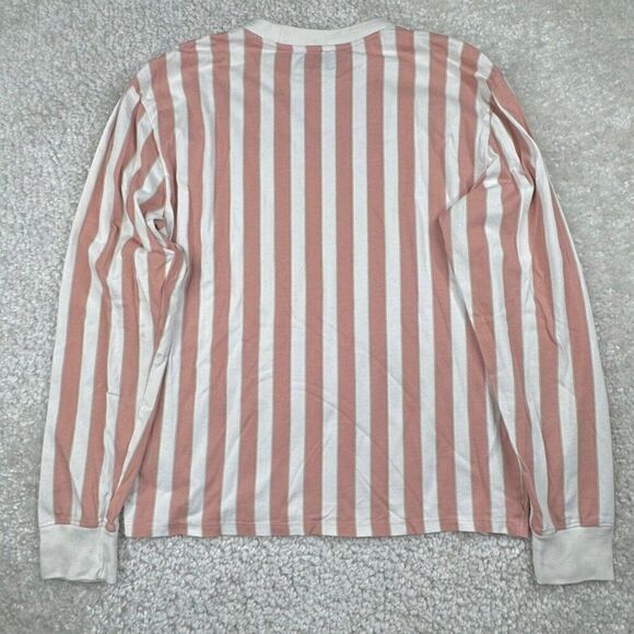 Guess Los Angeles Retro Pink White Striped Long Sleeve Shirt Unisex Mens Medium - Picture 2 of 6